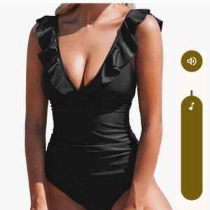 Gap Black one piece Ruffle sexy bathing suit size medium